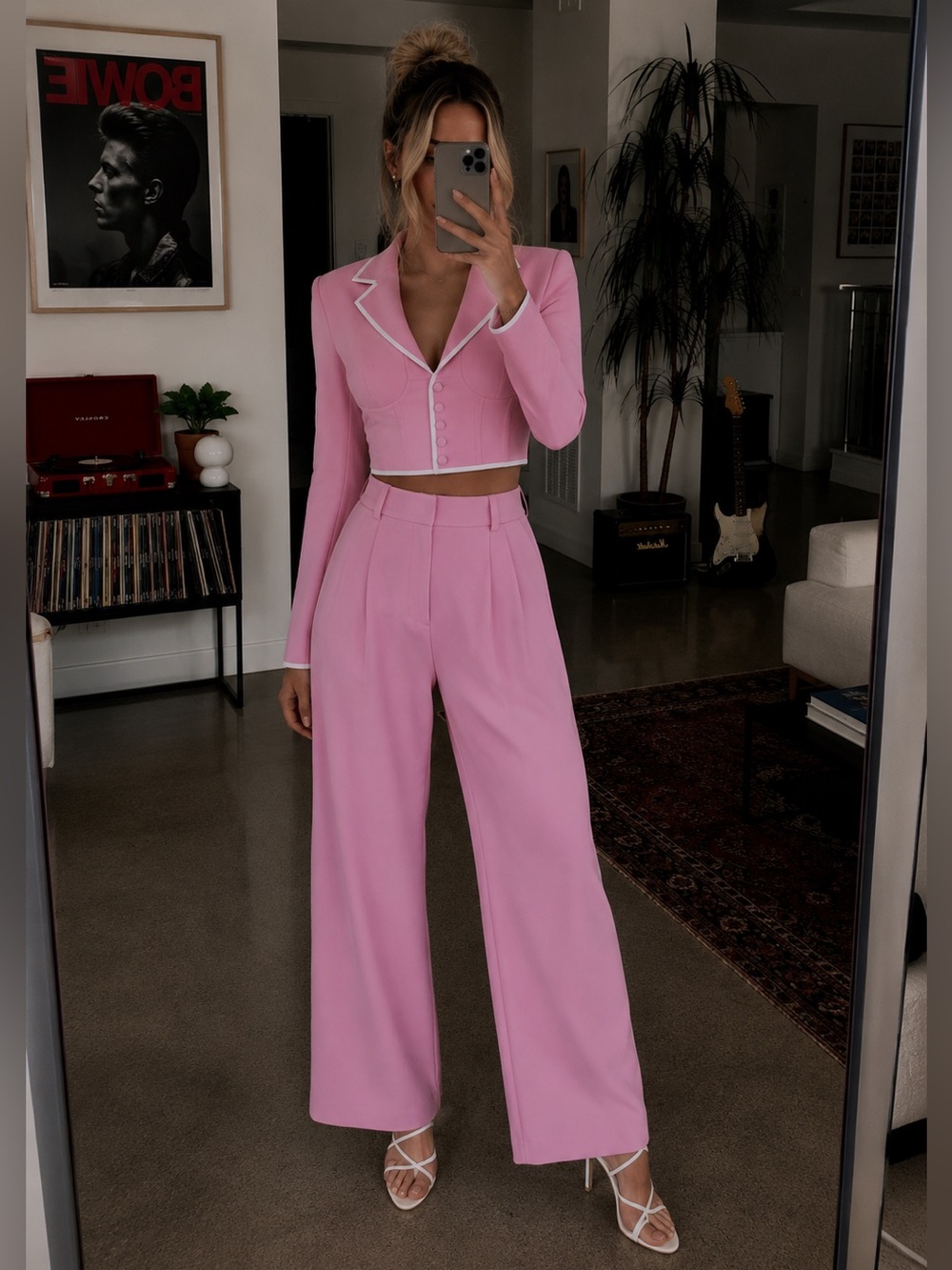 Abercrombie & Fitch Sloane Tailored Crepe Wide Leg Pants Pink Womens 30/10 EUC